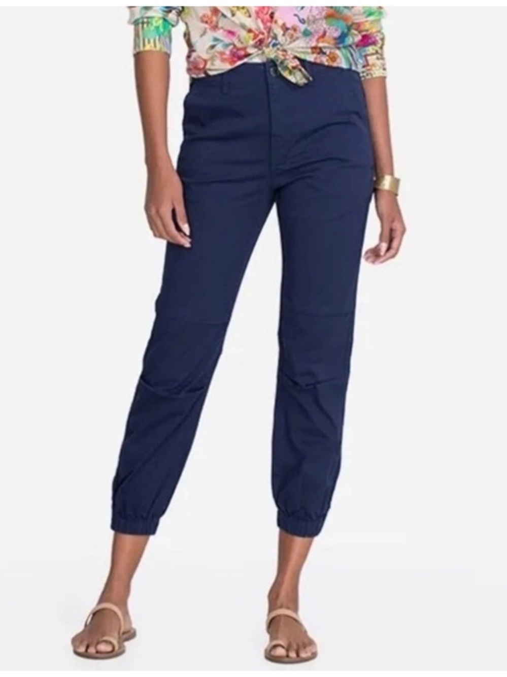 Johnny Was Women’s Sz 6 Blue Mila Chino Jogger Pants Mid Rise Ankle Zip